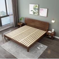 北欧胡桃木实木床现代简约1.8米双人床