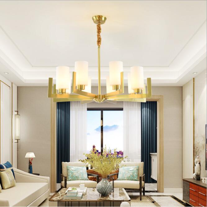 新中式现代简约客厅灯LED全铜大厅轻奢纯铜灯