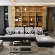 粗实木框架布沙发组合可拆洗客厅布艺沙发家具