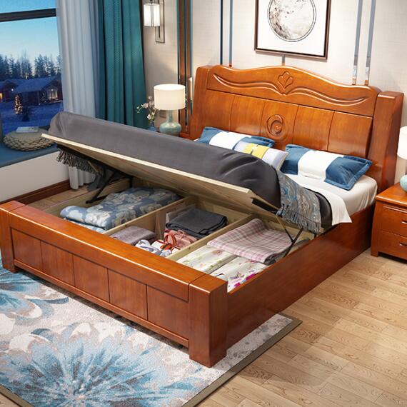 实木床1.8米双人床卧室中式婚床经济型高箱储物