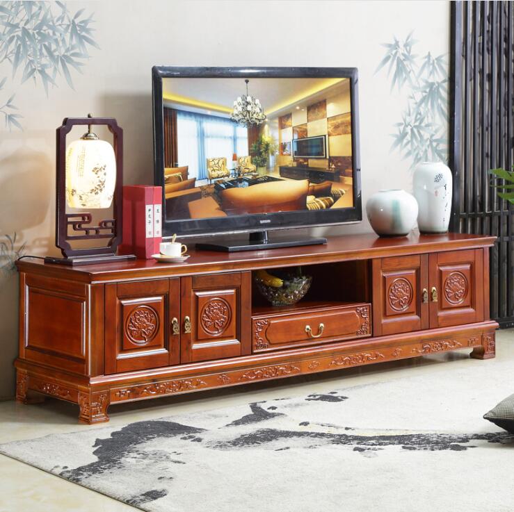 香樟木电视柜现代新中式全实木客厅中大型家具组合柜明清仿古雕花