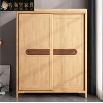 北欧衣柜简约现代经济型组装两门衣橱小户型卧室简易实木推拉柜子