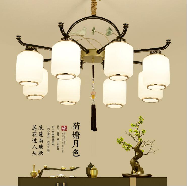 新款新中式铁艺玻璃吊灯酒店装饰吊灯中国风