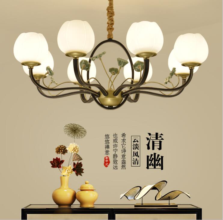 中国风新中式吊灯铁艺玻璃灯具客厅卧室个性装饰灯