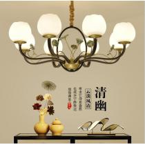 中国风新中式吊灯铁艺玻璃灯具客厅卧室个性装饰灯
