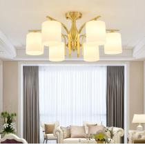 北欧美式全铜吸顶灯客厅LED玻璃纯铜欧式轻奢个性餐厅书房卧室灯
