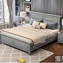 美式全实木床1.8米双人床2米2.2米主卧白色 现代简约高箱储物大床