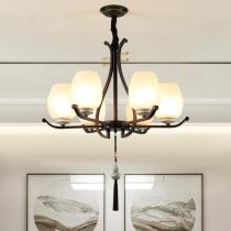 个性创意中式灯具 简约LED客厅吊灯卧室书房餐厅灯铁艺玻璃灯饰