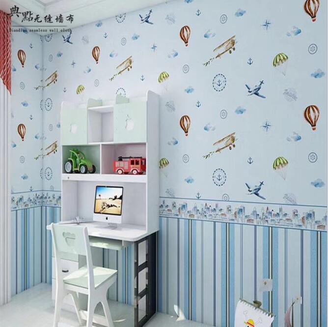 儿童房墙布无缝卧室男孩卡通壁纸女孩粉色背景墙温馨可爱壁布