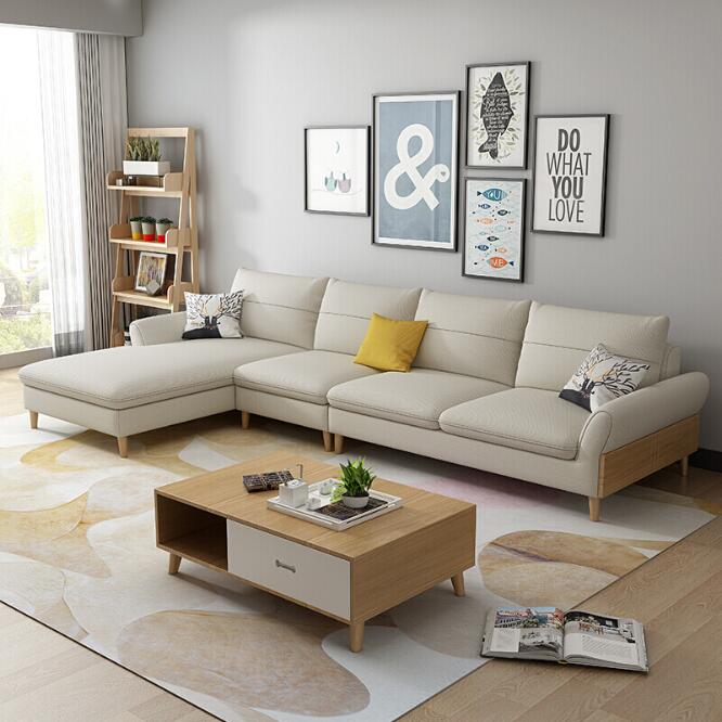 北欧简约布艺沙发客厅整装现代转角小户型家具组合套装可拆洗实木