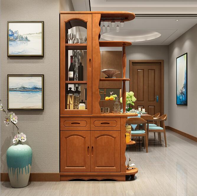 现代实木酒柜新中式间厅柜简约储物柜家用客厅屏风隔断式玄关柜