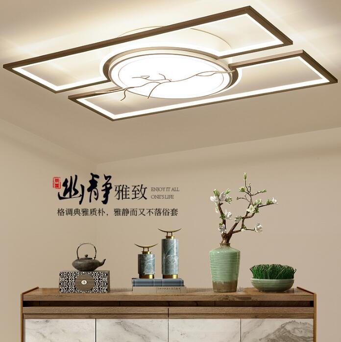 简约中式吸顶灯LED长方形客厅灯创意书房卧室灯时尚新中式餐厅...