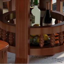 实木圆形餐桌椅组合 橡胶木圆桌1.3/1.5米饭桌带转盘酒店家用餐桌