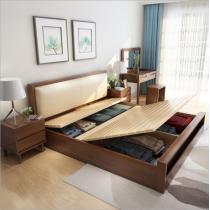 厂家直销实木双人床 1.8米现代简约主卧实木床1.5米软包欧式床2米