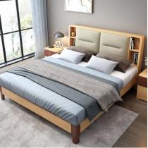 北欧软靠全实木床1.8米1.5米双人床主卧婚床现代简约原木大床