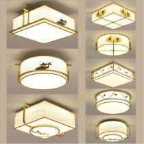 全铜吸顶灯LED卧室灯新中式创意书房餐厅铜灯酒店别墅装饰工程灯