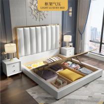 轻奢床现代简约美式真皮床 1.8米1.5m主卧双人床高箱储物网红婚床