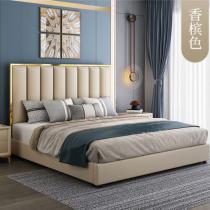 轻奢床现代简约美式真皮床 1.8米1.5m主卧双人床高箱储物网红婚床