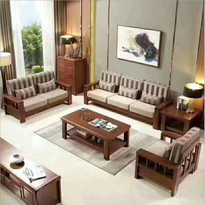 实木沙发套装组合 现代简约新中式客厅小户型全实木沙发1 2 ...