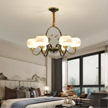 新中式铜吊灯LED客厅灯创意卧室书房餐厅全铜吊灯