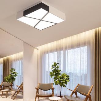筑家现代 客餐厅方形亚克力LED吸顶灯/40W单色白光（500*500*100mm）黑+白