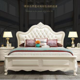 美式实木床1.8米橡胶木双人床1.5米简约现代婚床