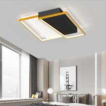 北欧轻奢客厅吸顶灯具黑金长方形简约现代大气家用2021年新款灯具