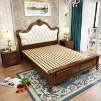 美式实木床1.8米橡胶木双人床1.5米简约现代婚床
