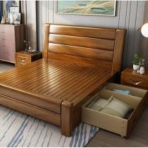 简约现代胡桃木实木家具新中式双人床卧室套房