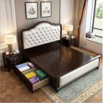 麦迪纶简约美式实木床1.8米2.0米双人床橡胶木卧室家具现代婚床