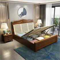 麦迪纶简约现代中式橡胶木实木床1.5米1.8米双人床卧室家具婚床