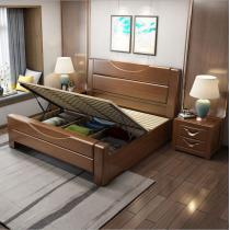 麦迪纶新中式金丝胡桃木实木床1.5米1.8米现代双人床简约婚床SJ01