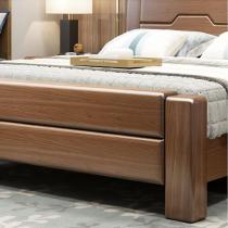 实木床胡桃木床现代中式1.8米双人床气压高箱抽屉1.5米经济型