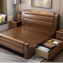 实木床 胡桃木床1.8米双人大床新中式1.5米婚床现代中式床