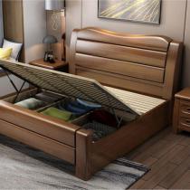 实木床 胡桃木床1.8米双人大床新中式1.5米婚床现代中式床