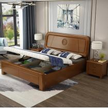 现代中式实木床1.5米1.8米双人床一米单人床1.2米1.35米