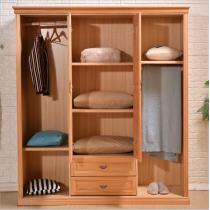 中式四门卧室收纳衣橱储物实木衣柜现代简约推拉门柜组装榉木衣柜