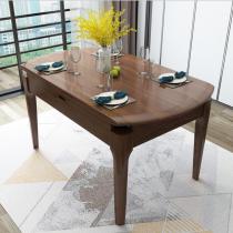 全实木餐桌椅组合伸缩圆桌吃饭桌子小户型餐桌家用折叠北欧餐桌