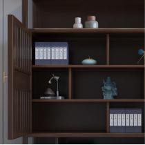 新中式禅意实木书柜二四门自由组合多格木质书橱博古架书房家具