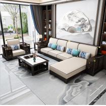 新中式沙发现代简约古典轻奢客厅禅意中式家具实木布艺沙发组合
