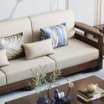 实木沙发新中式沙发橡胶木客厅组合1+2+3冬夏两用高箱储物沙发
