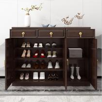 新中式实木鞋柜收纳柜储物柜简约现代二三门玄关鞋橱禅意客厅家具