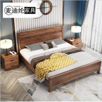乌金木实木床1.8米大床双人床气压高箱储物床现代中式主卧室婚床