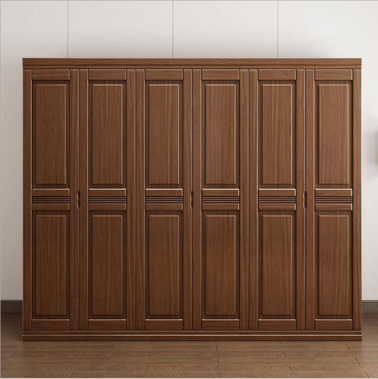 麦迪纶中式胡桃木三门四门五门六门衣柜对开门转角柜顶柜