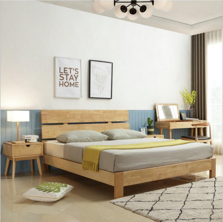 全实木床1.8米欧式双人床现代简约 1.5米主卧室床家具北欧...