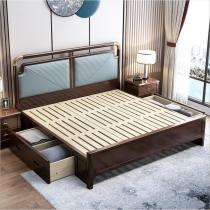 新中式实木床1.8米双人床1.5米婚床主卧室实木家具品质型