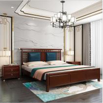 新中式实木床双人床1.8米1.5米婚床卧室家具简约现代高箱储物床
