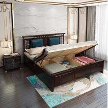 新中式实木床双人床1.8米1.5米婚床卧室家具简约现代高箱储物床
