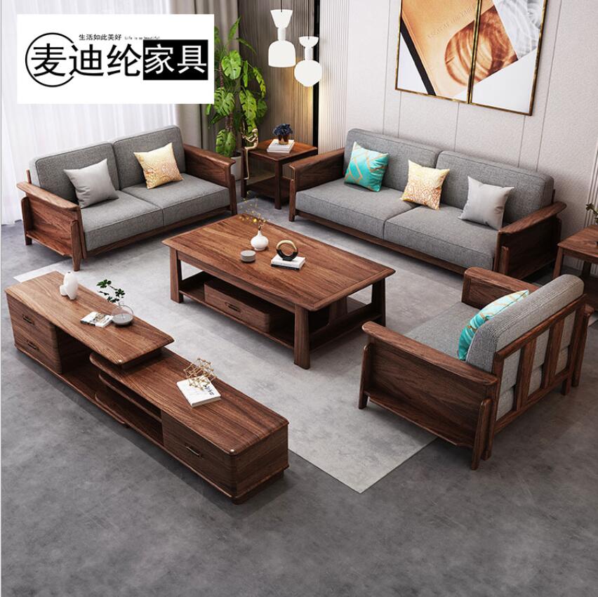 实木沙发新中式客厅组合沙发储物小户型乌金木家具 1+2+3组...