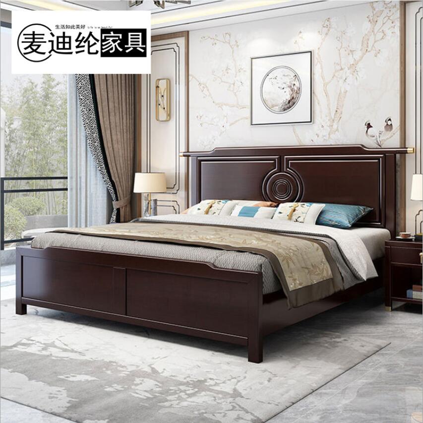 实木床1.8米主卧双人床禅意中国风1.5m高箱储物抽屉婚床